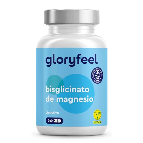 Glicinato de magnésio 240 cápsulas, 400 mg de magnésio elementar/dose diária - fornecimento para 2 meses - magnésio quelado - Inocuo para o estômago, vegano, de alta dosagem