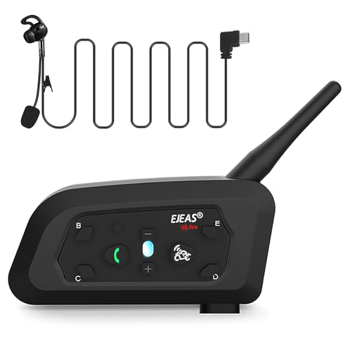 EJEAS V6C Intercomunicador Bluetooth para árbitro de futebol profissional, 800 m 2 pessoas duplex completo falando ao mesmo tempo, Intercom para árbitros de futebol e andebol (1 pacote)