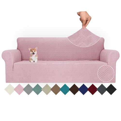 Ystyle Capa para sofá de 4 lugares ajustável, capas para sofá elástico, capa de sofá anti-gatos cães, sofá cover com apoios de braços, Jacquard capas cobertura sofá antiderrapante lavável, cinzento