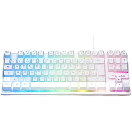 The G-Lab - Keyz Caesium TKL - Teclado Gamer com fio USB, 87 teclas QWERTY, multicolorido com retroiluminação LED - Gaming, compacto sem teclado numérico para PC/PS4/PS5/XBOX - branco