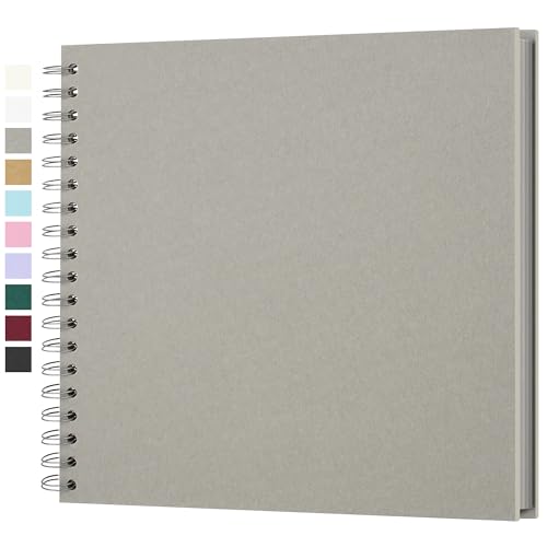 Yopih Álbum de fotos Scrapbooking DIY 25,5 x 25,5 cm papel Kraft rígido com 20 folhas, livro de recordações fotográficas, cinzento claro