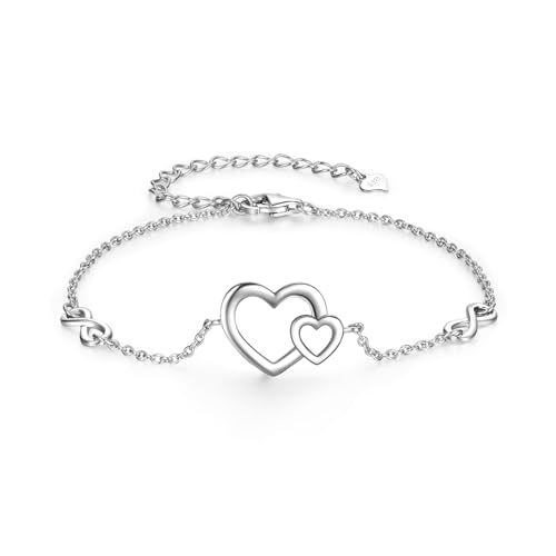 GEORGE·SMITH Prata de lei 925 pulseiras Infinity amor coração para mulheres meninas jóias dia dos namorados aniversário dia da mãe presentes para mãe esposa amigos