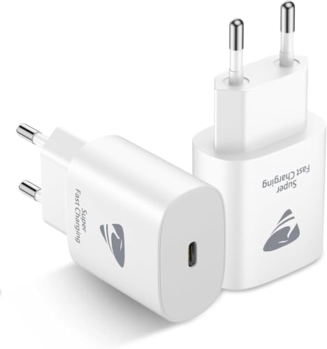 Aioneus Carregador USB C 25 W 2 pack, carregador iPhone carregamento rápido PD 3.0 adaptador tipo C cabeça, telemóvel tomada USBC para iPhone 16 Pro Max/15/13/12/11, Samsung, iPad