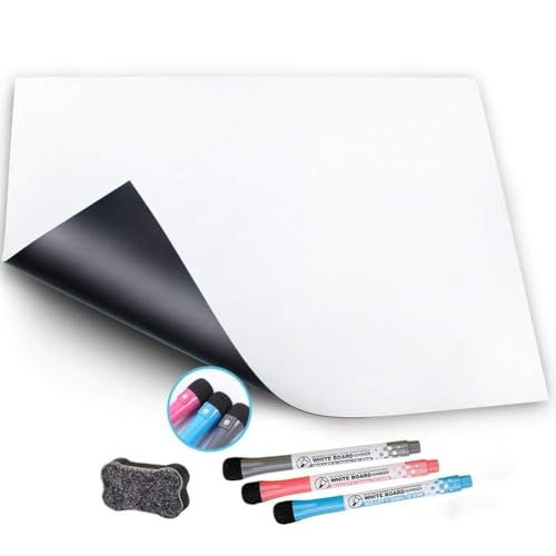 Hivillexun Ardósia magnética para frigorífico tamanho A3 com caneta apagável - ideal para notas, lembretes e planeamento de refeições - perfeita como placa de cozinha ou lista de tarefas