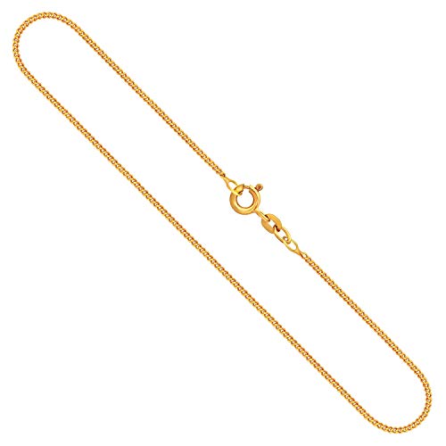 Corrente plana de ouro amarelo 585, 14 quilates, 1,4 mm de largura, com arruela de retenção, comprimento selecionável-