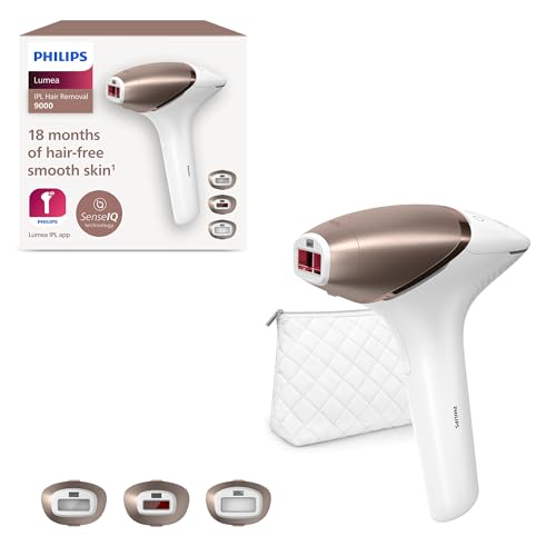 Philips Lumea série 9000, removedor de luz pressionada, pele macia em casa, com capa, acessórios para o corpo, rosto e áreas de precisão, sem cabo, alternativa à remoção a laser. BRI955/00