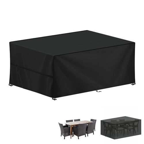 LAMUNI Capa para móveis de exterior, capa de mesa de jardim, impermeável, tecido Oxford 420D, capa protetora para móveis de jardim, anti-UV, capa para mesa de jardim, retangular, 210 x 100 x 75 cm