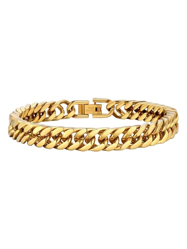 PROSTEEL Pulseira corrente cubana de aço inoxidável para homens mulheres, prateado dourado preto, pulseira de metal ligações 8 mm / 12 mm / 17 mm de largura, 19 cm / 21 cm / 23 cm de comprimento