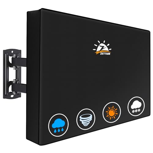 Zettum Capa para TV de 60 a 65 polegadas, cobertura exterior 600D Oxford, revestimento de poliuretano, resistente e impermeável, protetor de ecrã para TV (preto)