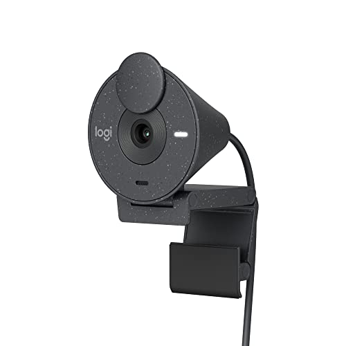 Logitech Brio 300 Full HD Webcam, obturador de privacidade, microfone com redução de ruído, USB-C, certificado Zoom, Microsoft Teams, Google Meet, correção automática de luz, streaming - grafite