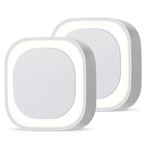 YUNLEX Luz noturna com tomada 2 peças LED luz noturna infantil com sensor repuscular, brilho de nível 3, muito adequado para quartos de crianças, escada, quarto, cozinha, casa de banho, branco