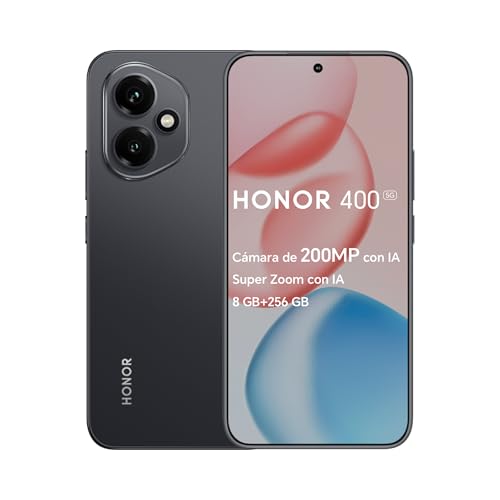 HONOR 400 5G-Smartphone 8GB+256GB, câmara de 200 MP com IA, Super Zoom com IA, 6,55" e 120Hz e 5000 nits, Snapdragon7 Gen 3, Android 15, Dual SIM, NFC, IP65, MagicOS 9.0-Mid. Noite Black