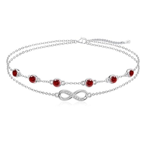 Cosie Lily Infinito pulseira prata de lei 925 pedra nascimento jóias mulher dupla camada personalizada coração presente de aniversário para mãe esposa namorada amigas (abril)