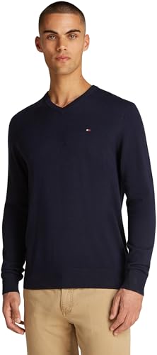 Tommy Hilfiger Essential Cotton V Neck Mw0mw14745 Suéter de Cuello Redondo Hombre