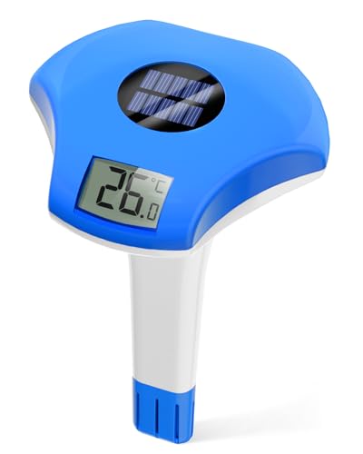 BALDR Termómetro piscina flutuante, solar termómetro piscina com ecrã digital, resistente à água IPX8, economia de energia, adequado para piscina/jacuzzi/fonte de água quente/aquário