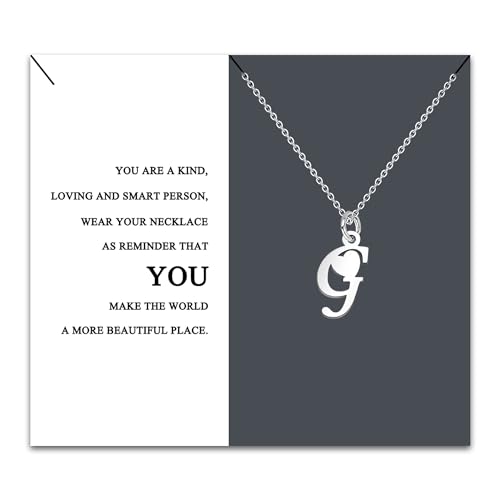 HEYEJET Colar inicial original aço inoxidável, colar mulher com pingente letra A-Z pequenas - bijuteria presente mãe filha aniversário namorada ou amigas presente com cartão inspiradora