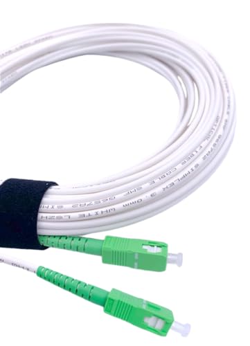 Elfcam Fibra óptica cabo SC/APC para SC/APC único modo simples 9/125µm LSZH, branco/verde (15 m)