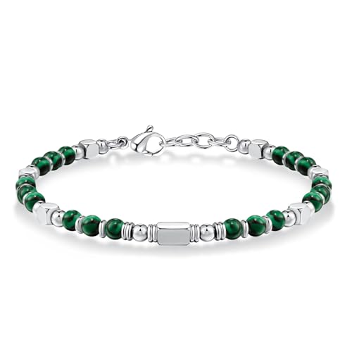 SIUMAL Pulseira de mulher, pulseira boémia de pedra natural em aço inoxidável para mulher, presente de aniversário, presente de Natal para mãe