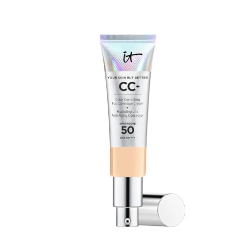 IT Cosmetics, Base de Maquillaje, Tratamiento Antiedad e Hidratante con SPF50+, Cobertura Total, Acabado Natural, 12 Tonos Disponibles, YSBB CC+, 32ml