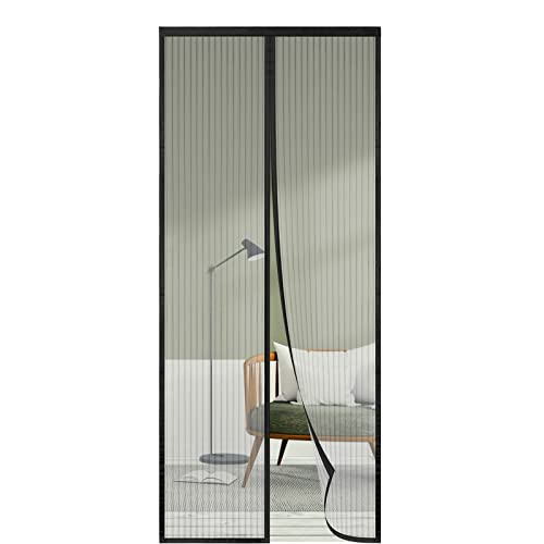 Mosquiteira de porta magnética, 95 x 210, SHA2WEN Mosquiteiras para portas preto, desfrute do bom verão em família