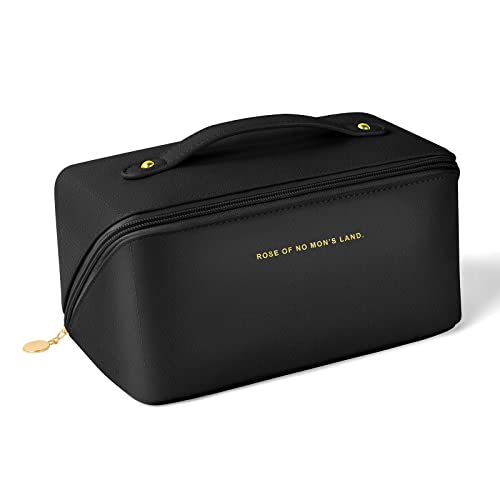 Aucuu Saco cosmético de viagem de grande capacidade, saco de maquilhagem de PU de primeira qualidade, saco de lavagem de viagem multifuncional e portátil de viagem com alça e fecho de correr, para
