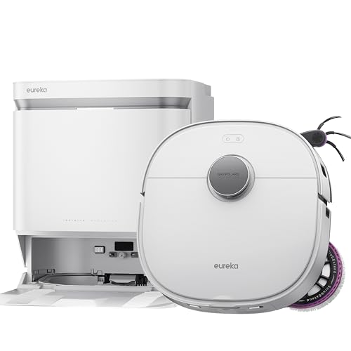 EUREKA J15 MAX Ultra Robot Aspirador e esfregona 22,000 Pa com base auto-esvaziada, mopa, escova lateral extensível, limpeza com água a 80 °C, IntelliView 2,0, anti-emaranhados aspirador inteligente