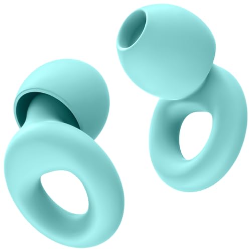 HOYIO 2 pares tampões ouvidos ruído dormir, tampões ouvidos cancelamento de ruído 27 dB para dormir concerto festival, reutilizáveis e laváveis suave, 8 almofadas em XS/S/M/L, Earplugs, azul claro