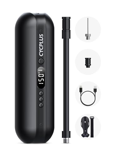 CYCPLUS Bomba de ar 150 PSI, compressor elétrico portátil, mini insuflador de pneus recarregável para bicicletas motocicleta