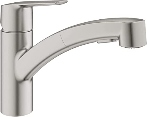 GROHE Start QuickFix, torneira de cozinha (cano baixo removível, rotação de 90º, menor consumo de água, sistema de instalação rápida), cinzento mate, 30531DC1