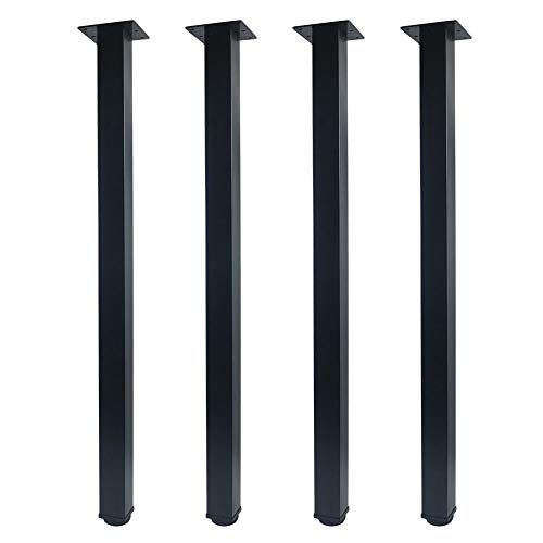 QLLY Pernas de mesa de metal ajustáveis, 75 cm, pernas quadradas para móveis de escritório, conjunto de 4 (75 cm, preto)