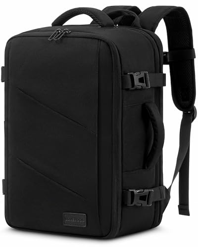 LOVEVOOK Mochila viagem cabine avion malas de viagem cabine para Easyjet Ryanair bagagem de mão mulher homem mochila para portátil 15,6/17 polegadas com porta de carregamento USB, preto, 0 - preto
