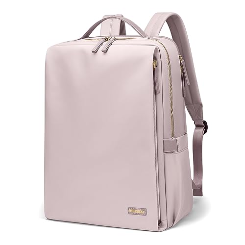 GOLF SUPAGS Mochila elegante para laptop para mulheres, trabalho, universidade e viagens mochila casual para computadores portáteis de 15,6 polegadas, Cinzento rosa