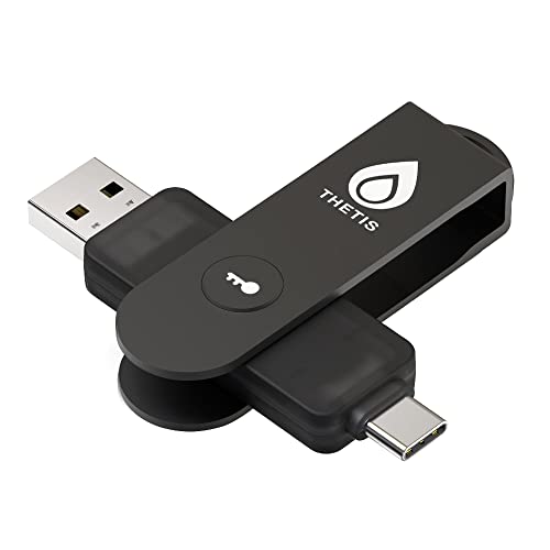 Thetis Pro FIDO2 chave de segurança, chave de segurança NFC de autenticação de dois fatores FIDO 2.0, portas USB duplas A e Tipo C para proteção multifatorial (HOTP) no Windows/MacOS/Linux, Gmail