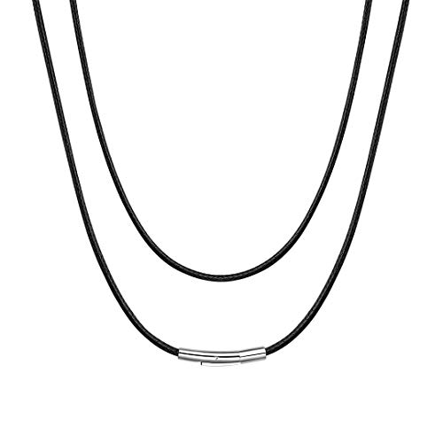 ChainsHouse 2 mm 3 mm de largura colar de couro com fecho eficaz para homens mulheres, colar personalizável, cor preta / castanho/vermelho/branco/rosa