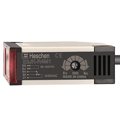 Heschen, Interruptor fotoelétrico, E3JK-R4M1, 90-250 VCA, tipo iluminado, distância de deteção 4 m, com painel refletor