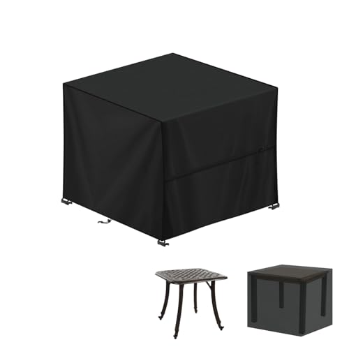 LAMUNI Capa de mesa de jardim impermeável 70 x 70 x 70 cm, capa para móveis de jardim quadrado cobertura para móveis de jardim, 420D, tecido Oxford capa de mesa exterior capa protetora mesa,