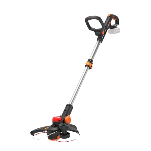 WORX Nitro WG173E.9 - Corta-cabeças com bateria (20 V, motor potente sem escovas, círculo de corte de 33 cm, conforto de uso graças ao cabo de borracha, compatível com PowerShare, sem bateria ou