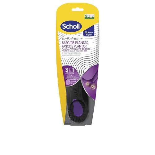 Scholl Palmilhas ortopédicas anti-dor, fascite plantar, tecnologia In-Balance, 3 em 1, alívio instantâneo e duradouro, conforto para a sua marcha, tamanho S 37-39,5