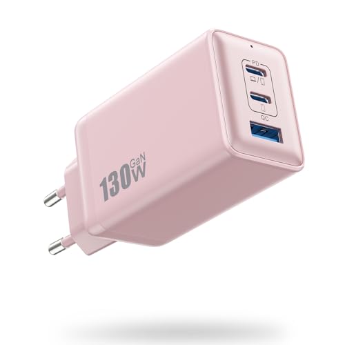 Carregador USB C 130 W, PD QC GAN III carregador USB de parede com 3 portas, tomada USB C de carregamento rápido de 65 W, compatível com MacBook Pro/Air, DELL XPS, iPhone 16/15/14, iPad Pro, Galaxy