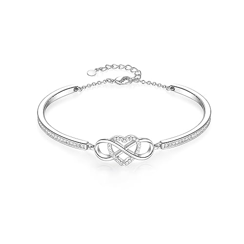 GEORGE·SMITH Prata de lei 925 pulseiras Infinity amor coração para mulheres meninas jóias dia dos namorados aniversário dia da mãe presentes para mãe esposa amigos