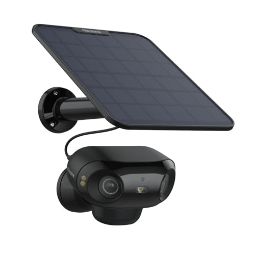 Reolink 180° 4K câmara WiFi exterior solar com bateria sem cabos, visão noturna em CorX F1.0, 8 MP câmara de segurança com 2,4/5 GHz Wi-Fi 6, detecção PIR e AI, Argus 4 Pro + painel solar (preto)