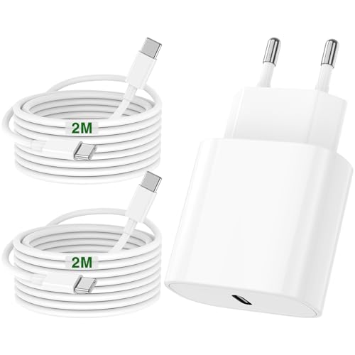 Carregador de carregamento rápido iPhone 17 16 15 Apple MFi certificado, 20 W USB C tomada com 2 M+2 M cabo de cabeça adaptador de parede carregador corrente para iPhone Air/17 Pro Max/16 Pro Max/15