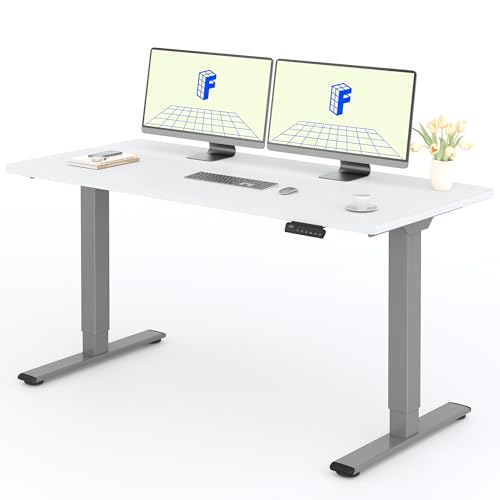 FLEXISPOT Mesa elétrica elevável, 160 x 80 cm, com placa inteira com 2 motor, Standing Desk, mesa elevável de secretária com 4 opções de memória inteligente para escritório e casa - branco