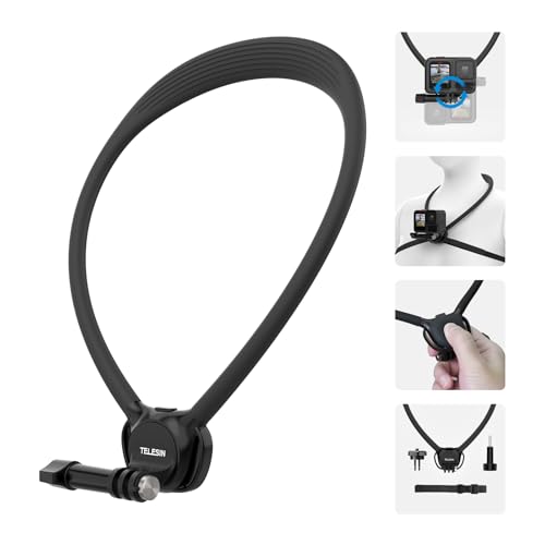 TELESIN Suporte de pescoço 2,0 com almofada de ar, correia ajustável para o peito, suporte de pescoço POV vídeo Vlog mãos livres para Go Pro Hero 13 11 10 9 Insta360 X5 X4 dji Osmo 360 Action 5-4