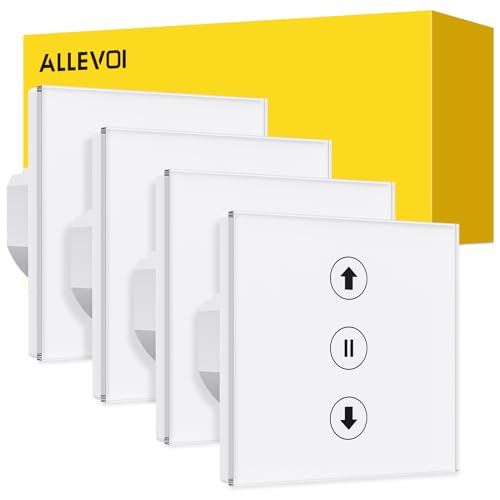 ALLEVOI Interruptor inteligente persiana 80 * 80 mm, interruptor wi-fi persianas controlo de APP e voz, compatível com Alexa e Google Home, precisa de cabo neutro