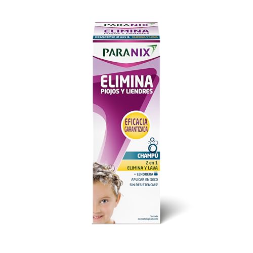 Paranix Elimina piolhos e lêndeas, champô 2 em 1, elimina piolhos e lava o cabelo ao mesmo tempo - inclui lêndeas, sem inseticidas - 200 ml