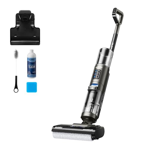 Eureka RapidWash NEW430 Aspirador em seco e húmido, esfregona elétrica sem cabo, aspirador de pó multisuperfície, pelos de animal de estimação limpeza de bordas, depósito de água duplo, navegação por