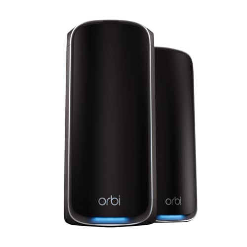 NETGEAR WiFi 7 Mesh Orbi Sistema de rede em malha quadribanda série 970 (RBE972S), Router & 1 extensor de satélite, até 27 Gbps, cobre até 500 m², 200 dispositivos, porta de Internet de 10 Gbps. ig