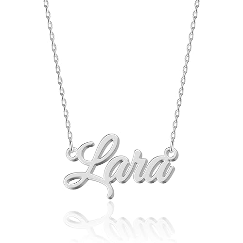 UMAGICBOX Colar personalizado com nome | Escolha entre 14 estilos de fonte | pendente personalizado de aço inoxidável banhado a ouro de 18 K e prata de lei | presente para ela