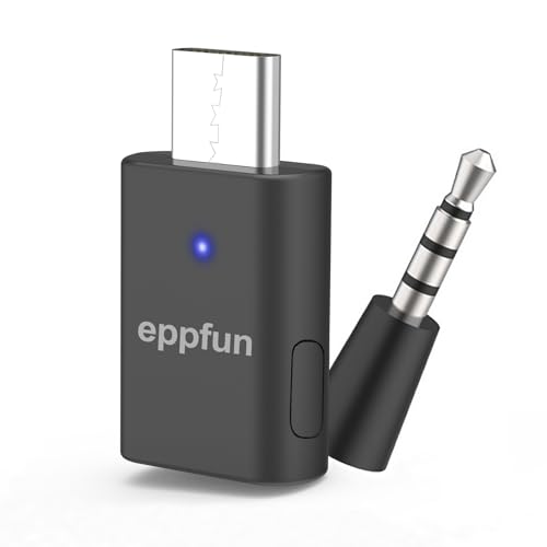 eppfun Bluetooth 5.2 USB-C adaptador de áudio Dongle sem fios para PS5/Switch/PC/Mac, aptX-Adaptive/aptX HD/aptX LL transmissor com Mini Mic